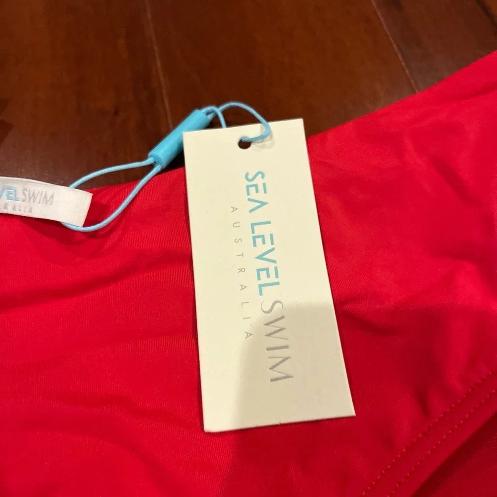 Sea Level Red Bikini Swim Bottom Essentials Mid Bikini Pant Solid New Size US 12